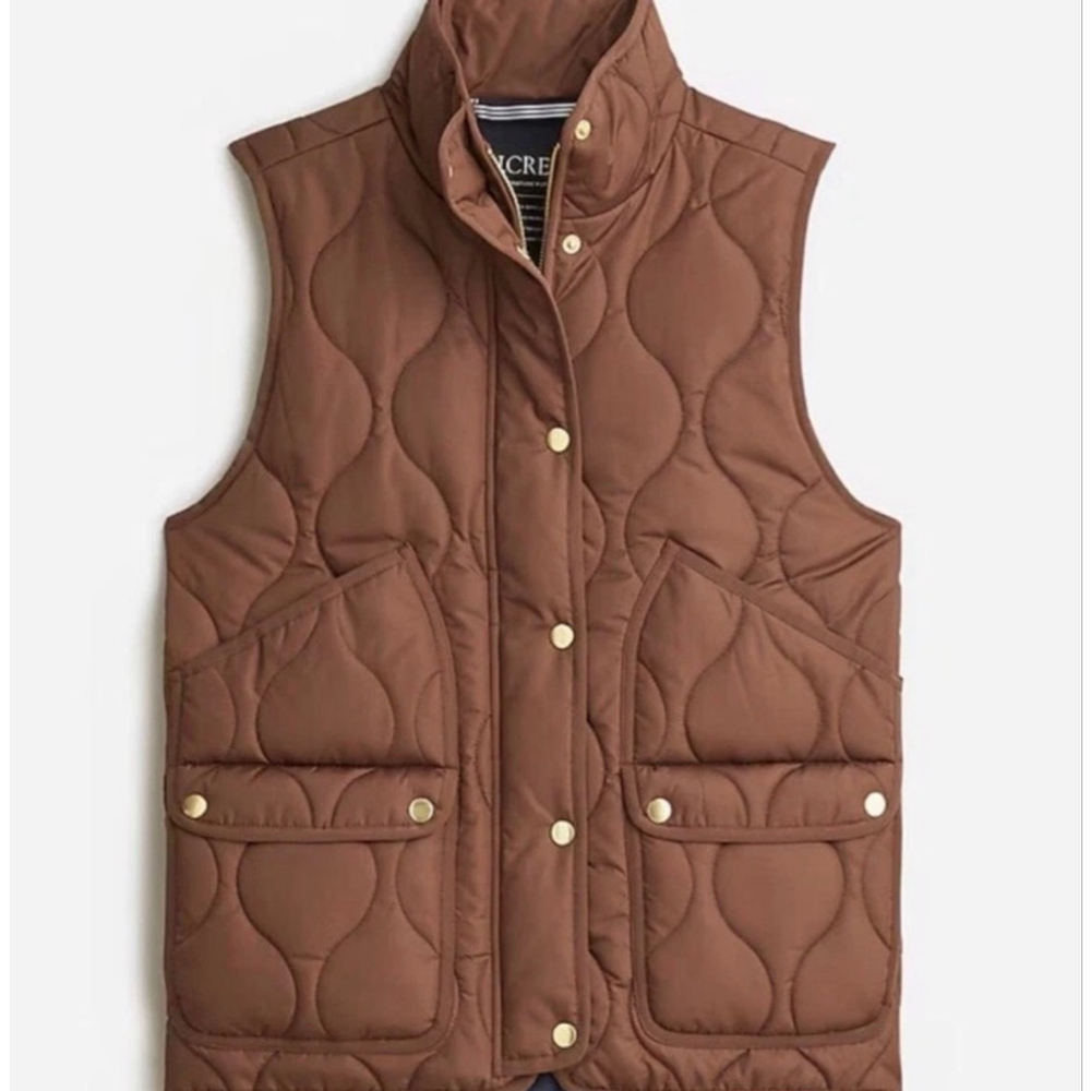 J.Crew Signature Quilted Puffer Vest Women’s Medium Brown PrimaLoft‎ Size Medium - Picture 7 of 8